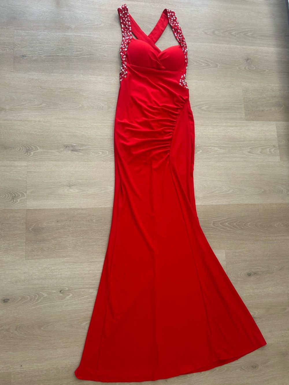 Grace Karin Red Beaded-Strap Dress Gown Size 2 Prom